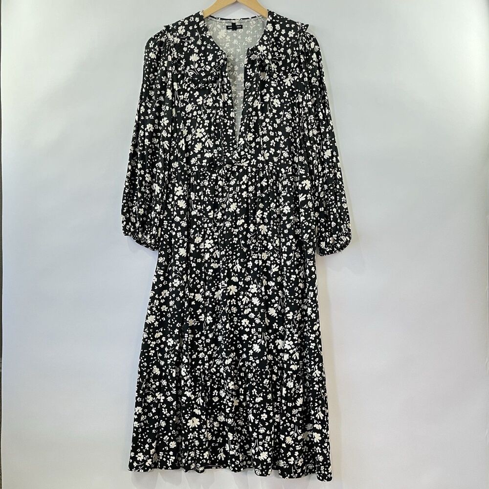 Floral Cottagecore Midi Dress M Pockets Button Front Who What Wear - Picture 4 of 11